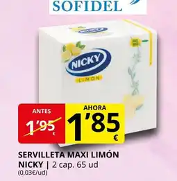 Supermercados MAS NICKY Servilleta maxi limón oferta