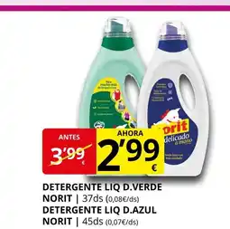 Supermercados MAS NORIT Detergente liq d.verde detergente liq d.azul oferta