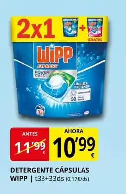Supermercados MAS WIPP Detergente cápsulas oferta