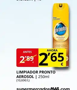 Supermercados MAS AEROSOL Limpiador pronto oferta
