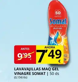 Supermercados MAS SOMAT Lavavajillas maq gel vinagre oferta