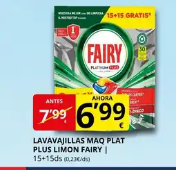 Supermercados MAS FAIRY Lavavajillas maq plat plus limon oferta