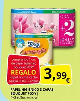 Supermercados MAS FOXY Papel higiénico 3 capas bouquet oferta