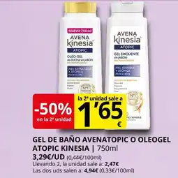 Supermercados MAS Gel de baño avenatopic o oleogel atopic kinesia oferta