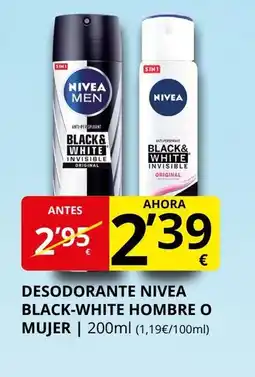 Supermercados MAS NIVEA Desodorante black-white hombre o mujer oferta