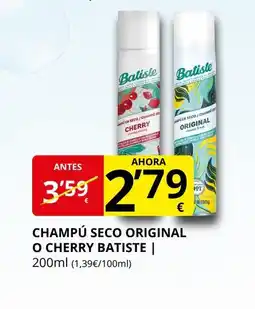 Supermercados MAS BATISTE Champú seco original o cherry oferta