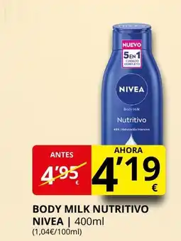 Supermercados MAS NIVEA Body milk nutritivo oferta