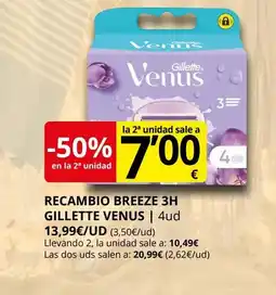 Supermercados MAS GILLETTE VENUS Recambio breeze 3h oferta