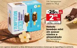 Dia DIA TEMPTATION Helado bombón mini sin azúcar clásico o almendrado oferta