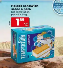 Dia DIA TEMPTATION Helado sándwich sabor a nata oferta