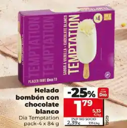 Dia DIA TEMPTATION Helado bombón con chocolate blanco oferta