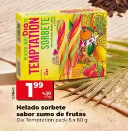 Dia DIA TEMPTATION Helado sorbete sabor zumo de frutas oferta
