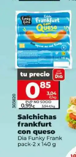 Dia DIA FUNKY FRANK Salchichas frankfurt con queso oferta