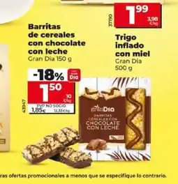 Dia GRAN DIA Barritas de cereales con chocolate con leche oferta