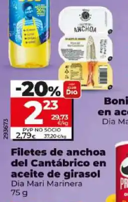 Dia DIA MARI MARINERA Filetes de anchoa del Cantábrico en aceite de girasol oferta