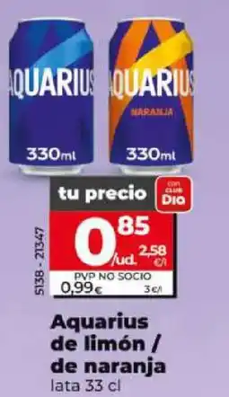 Dia AQUARIUS de limón / de naranja lata oferta
