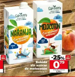 Dia DIA SABORFERA Bebida sin azúcar de melocotón oferta