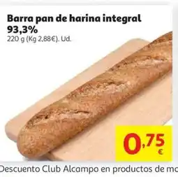 Alcampo Barra pan de harina integral oferta