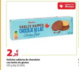 Alcampo Galleta cubierta de chocolate con leche sin gluten oferta