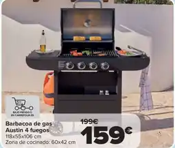 Carrefour Barbacoa de gas Austin 4 fuegos oferta