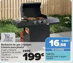 Carrefour Barbacoa de gas 3 fuegos Cazorla para piedra oferta