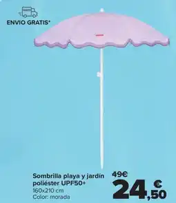 Carrefour Sombrilla playa y jardín 49€ poliéster UPF50+ oferta