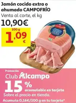 Alcampo CAMPOFRÍO Jamón cocido extra o ahumado oferta