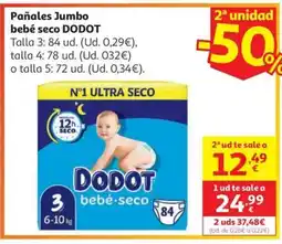 Alcampo DODOT Pañales Jumbo bebé seco oferta