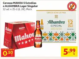 Alcampo Cerveza mahou 5 estrellas o alhambra lager singular oferta