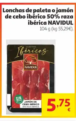 Alcampo NAVIDUL Lonchas de paleta o jamón de cebo ibérico 50% raza ibérica oferta