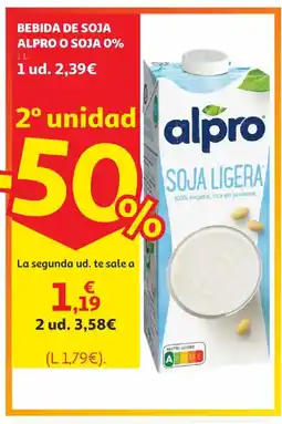 Alcampo ALPRO Bebida de soja o soja 0% oferta