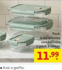 Alcampo Pack 4 recipientes con válvula o pack 3 tarros oferta