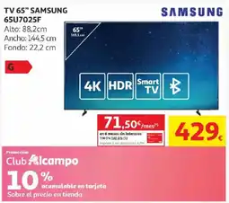 Alcampo SAMSUNG TV 65" 65U7025F oferta