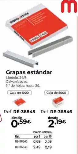 Staples Kalamazoo Grapas estándar oferta
