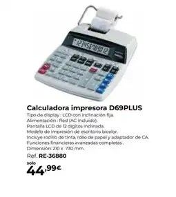 Staples Kalamazoo Calculadora impresora D69PLUS oferta