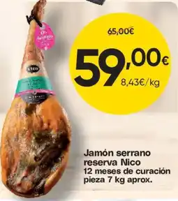 FROIZ Jamón serrano reserva Nico 12 meses de curación oferta