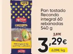 FROIZ RECONDO Pan tostado integral 60 rebanadas oferta