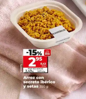 Arroz con secreto ibérico y setas