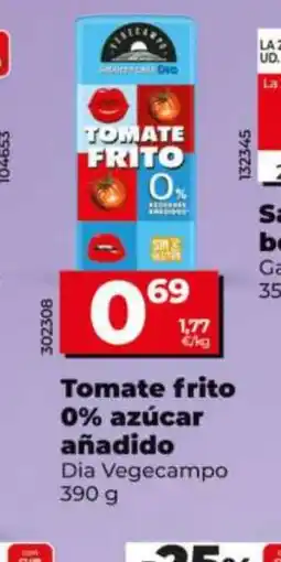 Maxi Dia DIA VEGECAMPO Tomate frito 0% azúcar añadido oferta