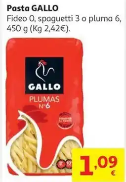 Alcampo GALLO Pasta Fideo O, spaguetti 3 o pluma 6, oferta