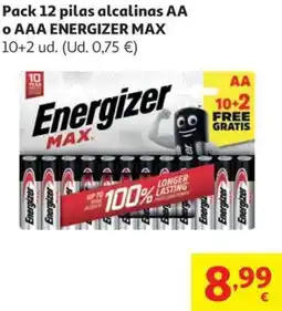 Alcampo ENERGIZER MAX Pack 12 pilas alcalinas AA o AAA oferta