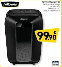 Carlin FELLOWES Destructora lx 70 oferta