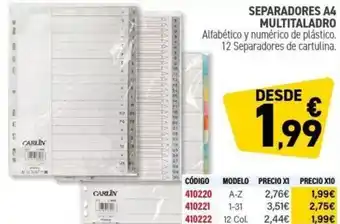 Carlin Separadores a4 multitaladro oferta