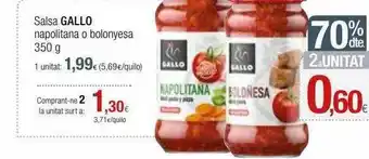Condis 70% Dte. 2a Unitat Salsa Gallo Napolitana O Bolonyesa oferta