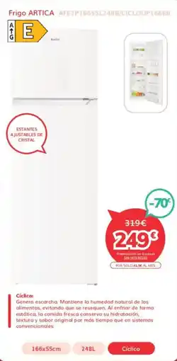 Mi electro ARTICA Frigo afe2p16655l248b/cicloup166eb oferta