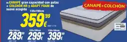 Rapimueble Canapé gran capacidad con patas + colchón hr y adapt foam de suave acogida oferta