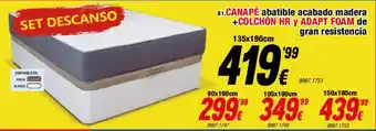 Canapé abatible acabado madera +colchón hr y adapt foam de gran resistencia