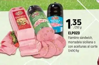 Coviran ELPOZO Fiambre sándwich, mortadela siciliana o con aceitunas al corte oferta