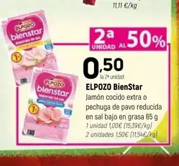 Coviran ELPOZO BienStar Jamón cocido extra o pechuga de pavo reducida en sal bajo en grasa oferta