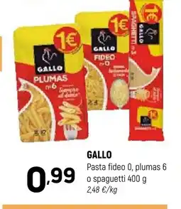 Coviran GALLO Pasta fideo 0, plumas 6 o spaguetti oferta